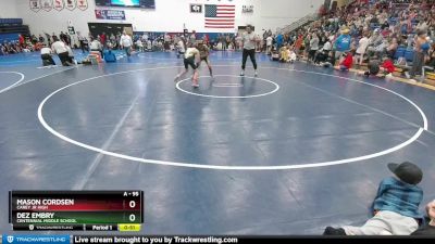 95 lbs Cons. Round 2 - Mason Cordsen, Carey Jr High vs Dez Embry, Centennial Middle School