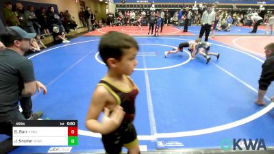 46 lbs Consi Of 8 #2 - Bodie Barr, Verdigris Youth Wrestling vs Jameson Snyder, Dark Cloud Wrestling Club