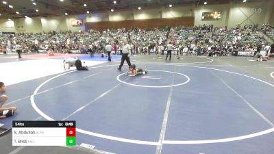 54 lbs Round Of 32 - Suliman Abdullah, Alpha Dawg vs Tyrese Bliss, Fallon Outlaws WC