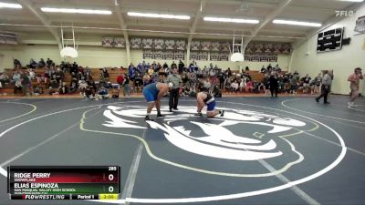 285 lbs Champ. Round 3 - Elias Espinoza, San Pasqual Valley High School (Winterhaven CA) vs Ridge Perry, Snowflake