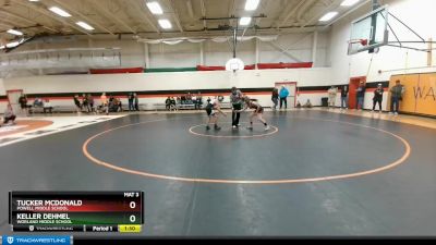 91 lbs Champ. Round 1 - Tucker McDonald, Powell Middle School vs Keller Dehmel, Worland Middle School