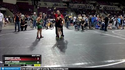 108 lbs Quarterfinal - Wyatt Parker, Pueblo County Wrestling Club vs Gregory Gitke, Bennett Wrestling Club