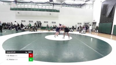 285 lbs Consi Of 8 #1 - Ben Klaus, Avon vs Christopher Matos, Notre Dame-West Haven