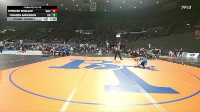 4A Boys 132 lbs Champ. Round 1 - Bragen Anderson, La Grande Boys vs Spencer Mueller, Molalla Boys