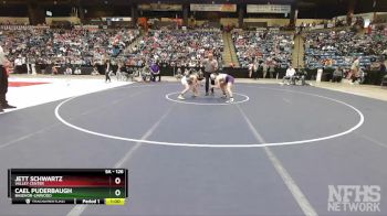 5A - 126 lbs 5th Place Match - Cael Puderbaugh, Basehor-Linwood vs Jett Schwartz, Valley Center