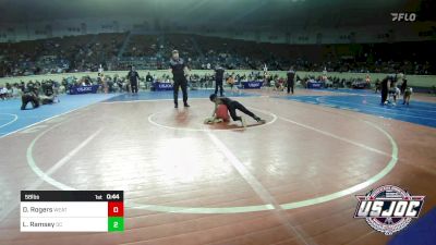 58 lbs Consi Of 4 - Drake Rogers, Weatherford Youth Wrestling vs Lamario Ramsey, Del City Eagles