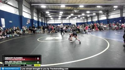 80 lbs Champ. Round 1 - Holden Gillette, Southern Idaho Wrestling Club vs Abrahm Olivares, Mountain Man Wrestling Club