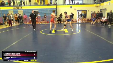 120 lbs Quarterfinal - James Greenleaf, Dodge City Training Center vs Storm Rieck, Kansas