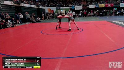 119 lbs Quarterfinal - Quenten Halverson, Student Wrestling Development Program vs Anan Siackhasone, South Anchorage High School