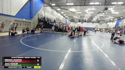 142 lbs Quarterfinal - Deegan Jackson, Uintah Jr High Wrestling vs Zack Kohler, Wasatch Wrestling Club