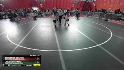 62 lbs Quarterfinal - Broderick Counce, Badger Youth Wrestling Club vs Lincoln Schmitz, Manitowoc Ships Wrestling