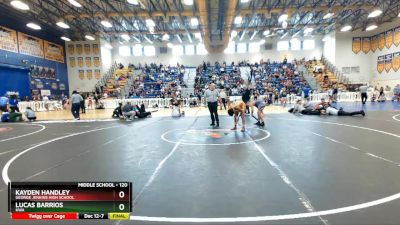 120 lbs Round 2 - Kayden Handley, George Jenkins High School vs Lucas Barrios, KWA