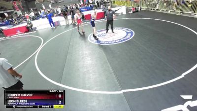 149 lbs Cons. Round 5 - Cooper Culver, California vs Leon Bleess, Peninsula Wrestling Club