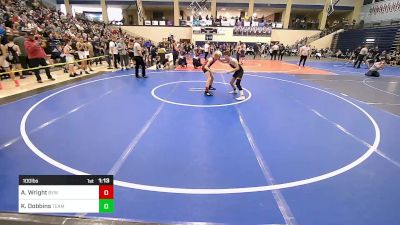 100 lbs Quarterfinal - Aidon Wright, Beebe Youth Wrestling vs Kelson Dobbins, Team Tulsa Wrestling Club