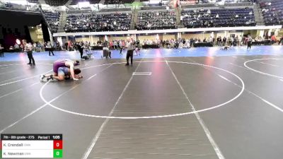 7th - 8th grade - 275 Champ. Round 4 - Keldrick Newman, Ubasa Wrestling Academy vs Kaleb Crandall, Iowa