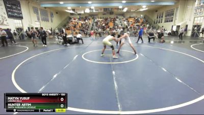 150 lbs Cons. Round 4 - Matyn Yusuf, Laguna Hills vs Hunter Artim, Santa Margarita Catholic