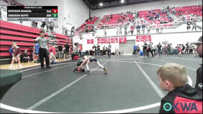 52 lbs Rr Rnd 1 - Stetson Manuel, Blackwell Wrestling Club vs Obadiah Boyd, Harrah Little League Wrestling