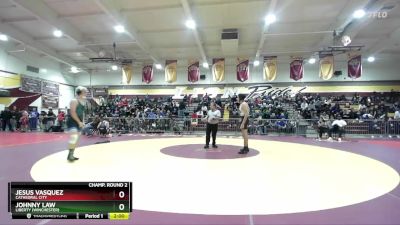 150 lbs Champ. Round 2 - Jesus Vasquez, Cathedral City vs Johnny Law, Liberty (Winchester)