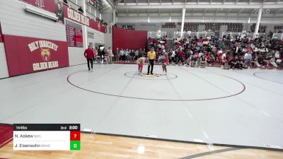 144 lbs Quarterfinal - Nate Askew, Baylor School vs Jacob Elsensohn, Brother Martin High School