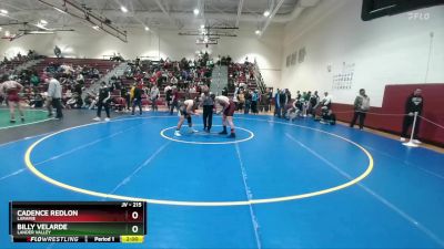 215 lbs 5th Place Match - Billy Velarde, Lander Valley vs Cadence Redlon, Laramie