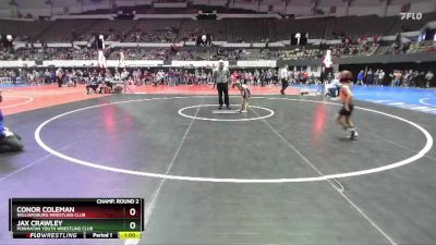 Rookie K-2 56 Champ. Round 2 - Conor Coleman, Williamsburg Wrestling Club vs Jax Crawley, Powhatan Youth Wrestling Club