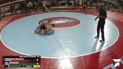 94 lbs Quarterfinal - Christian Wolfley, Tennessee vs Kol Pedersen, Oregon