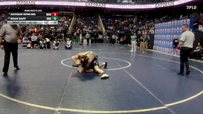 4A 150 lbs Champ. Round 1 - Jackson Rowling, William Amos Hough High School vs Noah Sapp, Hickory Ridge High School