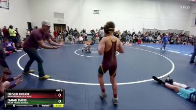 87-89 lbs Round 2 - Oliver Houck, Big Horn Middle School vs Isaiah Davis, H.E.M. Middle School