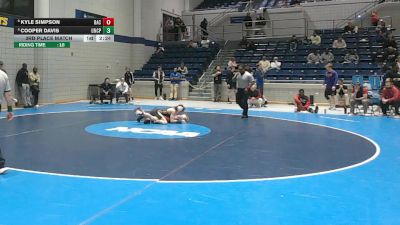 125 lbs 3rd Place Match - Kyle Simpson, Belmont Abbey vs Cooper Davis, UNC Pembroke