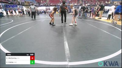 73 lbs Round Of 16 - Cason McCarley, Comanche Takedown Club vs Cooper Coble, Cowboy Wrestling Club