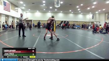 100 lbs Cons. Semi - Sadie Bower, Indian Creek Wrestling Club vs Josie Price, Floyd Wrestling Club