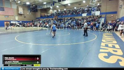 135lbs Cons. Round 3 - Liliana Frank, Edmonds-Woodway (Girls) vs Mia Razo, Hockinson (Girls)