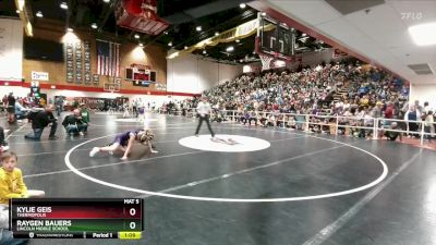 112-119 lbs Quarterfinal - Raygen Bauers, Lincoln Middle School vs Kylie Geis, Thermopolis