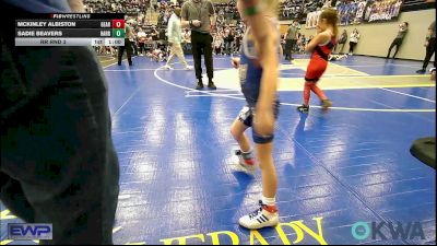 43 lbs Rr Rnd 3 - McKinley Albiston, Geary vs Sadie Beavers, Harrah Little League Wrestling