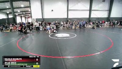 90 lbs 3rd Place Match - Najalia Baublits, Toro World Club vs Rylee Brice, Thunder Mountain Wrestling Club