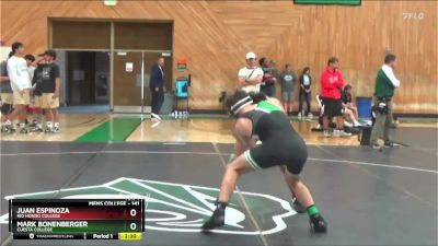 141 lbs Cons. Round 4 - Juan Espinoza, Rio Hondo College vs Mark Bonenberger, Cuesta College