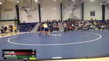 285 lbs Quarterfinal - Tyler Cobb, Lourdes University vs Andrew Just, Marian University (IN)