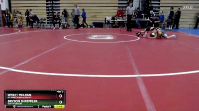 58 lbs Cons. Semi - Wyatt Melvan, M3 Wrestling Academy vs Bryson Shreffler, South Gibson