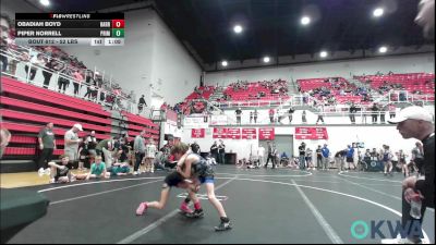 52 lbs Rr Rnd 2 - Obadiah Boyd, Harrah Little League Wrestling vs Piper Norrell, Prime Wrestling
