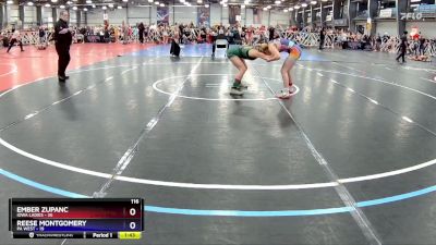 116 lbs Rd# 3- 11:30am Friday - Reese Montgomery, PA WEST vs Ember Zupanc, Iowa Ladies