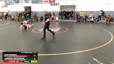 170 lbs Round 1 - Carrissa Heitstuman, Soldotna Whalers Wrestling Club vs Leah Nichols, Anchorage Youth Wrestling Academy