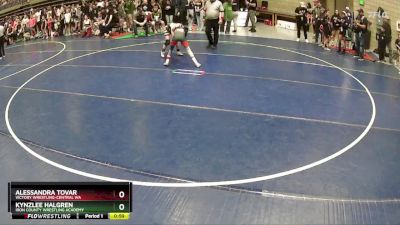 76 lbs Champ. Round 1 - Kynzlee Halgren, Iron County Wrestling Academy vs Alessandra Tovar, Victory Wrestling-Central WA