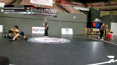 Cadet Boys Lower - 132 lbs Cons. Round 2 - Isaiah Peterson-Moore, Livermore Elite Wrestling Club vs Julian Ayon, Golden Hawks Wrestling Club