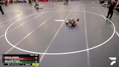 92 lbs Cons. Round 4 - Benjamin Tokin, Woodbury Youth Wrestling vs Keiran Gehrke, West Central Wrestling Club