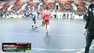 120 lbs Semifinal - Cheyenne Frank, Michigan Revolution vs Gianna Arzer, Relentless Training Center