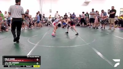 72 lbs Finals (2 Team) - Milo Hake, U2 Upstate Uprising Blue vs Calvin Sperry, PA Alliance