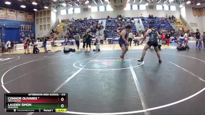 215 lbs Cons. Round 2 - Connor Olivares *, Wellington vs Lauden Simon, Sarasota