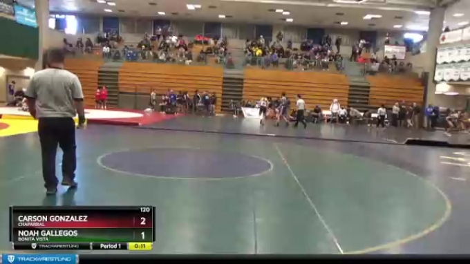 120 lbs Champ. Round 2 - Carson Gonzalez, Chaparral vs Noah Gallegos ...