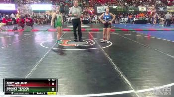 G - 107 lbs Quarterfinal - Brooke Yeadon, Glacier (Kalispell) Girls vs Addy Williams, Corvallis Girls