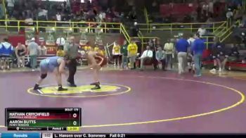 220 lbs Quarterfinal - Nathan Critchfield, Evansville Mater Dei vs Aaron Butts, Perry Meridian